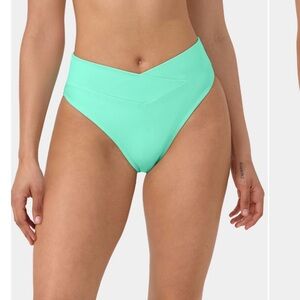 Two Halara Crossover Bikini Bottoms - Swimsuit.  Mint and Black.  Size Medium